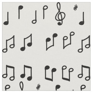 Black Musical Notes line art Stoff