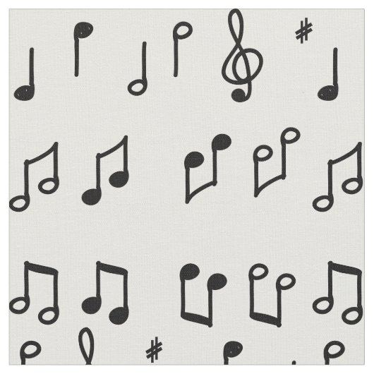 Black Musical Notes line art Stoff (Nahaufnahme)