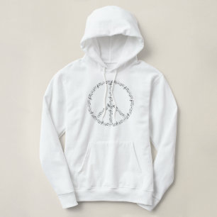 Black Musical Notes Round Peace Sign Hoodie