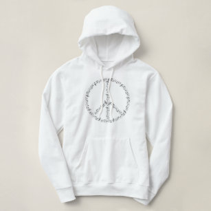 Black Musical Notes Round Peace Sign Hoodie