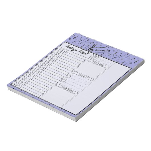 Black Musical personalisiert Day Planer Notizblock (Rotiert)