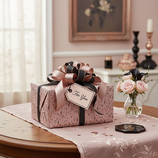 Black Musical Wrapping Paper Geschenkpapier