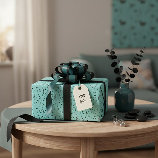 Black Musical Wrapping Paper Geschenkpapier