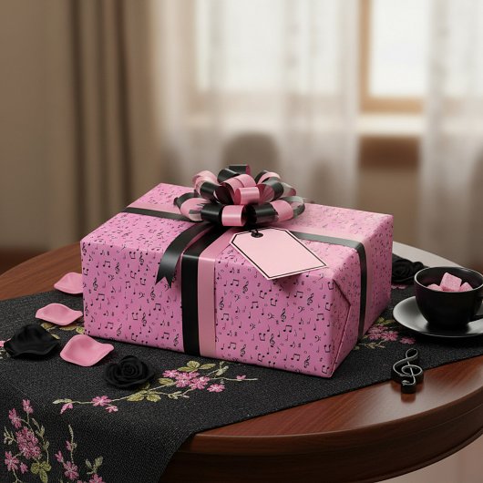 Black Musical Wrapping Paper Geschenkpapier