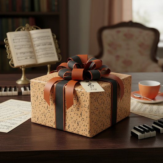 Black Musical Wrapping Paper Geschenkpapier
