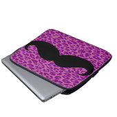 Black Mustache auf Leopard Print Laptopschutzhülle (Vorne Knopf)