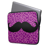 Black Mustache auf Leopard Print Laptopschutzhülle (Vorderseite Links)