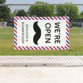 Black Mustache Barbershop Streifen offen Banner (Insitu)