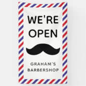 Black Mustache Barbershop Streifen offen Banner (Vertikal)