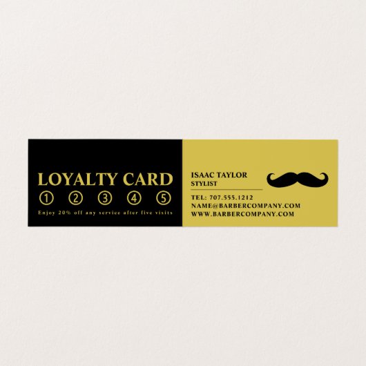 Black Mustache, Men Barbers Loyalty Card, Visitenkarten (Innenseite Aufgefaltet)