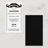 Black Mustache Stag und Bachelor Party Ticket (Vorne/Hinten)