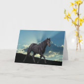 Black Mustang Stallion Faltenkarte Karte (Gelbe Blume)