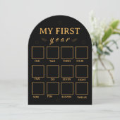 Black my first year photo frame template einladung (Stehend Vorderseite)