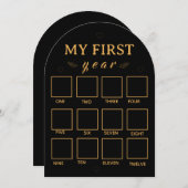 Black my first year photo frame template einladung (Vorne/Hinten)