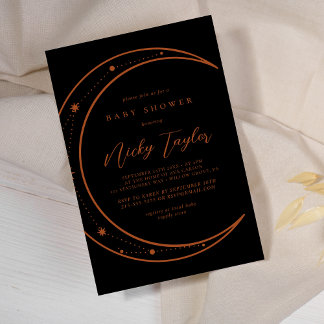 Black Mystic and Celestial Moon Baby Shower Einladung