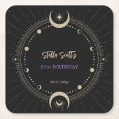 Black Mystic Celestial Moon 21. Geburtstag Rechteckiger Pappuntersetzer (Vorderseite)