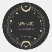 Black Mystic Celestial Moon 21. Geburtstag Runder Aufkleber (Vorderseite)