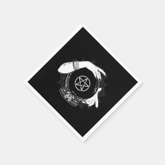 Black Mystic Fortune Teller Mystical Crystal Ball Serviette (Ecke)
