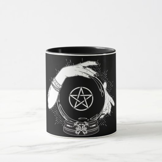 Black Mystic Fortune Teller Mystical Crystal Ball Tasse (Zentrum)