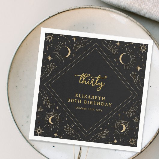 Black Mystic Horoskop Moon 30. Geburtstag Serviette