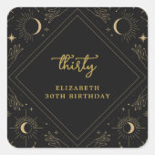Black Mystic Horoskop Moon Birthday Envelope Quadratischer Aufkleber (Vorderseite)