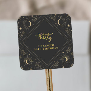 Black Mystic Horoskop Moon Birthday Envelope Quadratischer Aufkleber
