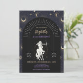 Black Mystic Sagittarius Zodiac 21. Geburtstag Einladung (Stehend Vorderseite)