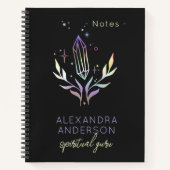 Black Mystical Holographic Spiritual Crystals Notizblock (Vorderseite)