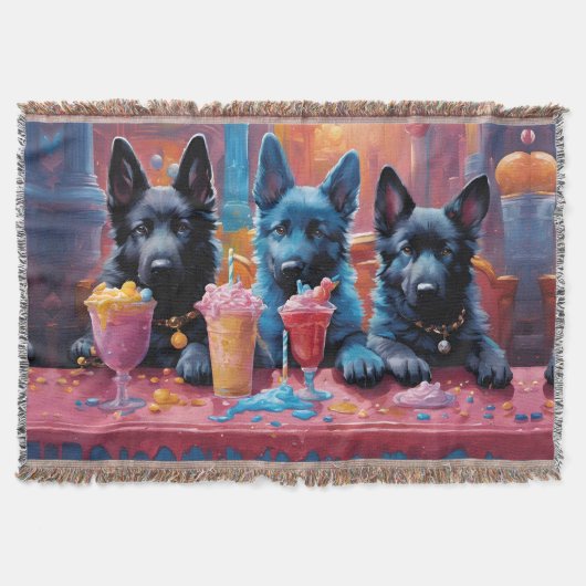Black N Blue German Shepherds Welpen N Milkshakes Decke (Vorderseite)
