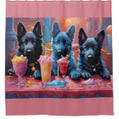 Black N Blue German Shepherds Welpen N Milkshakes Duschvorhang (Vorderseite)