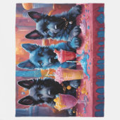 Black N Blue German Shepherds Welpen N Milkshakes Fleecedecke (Vorderseite)