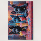 Black N Blue German Shepherds Welpen N Milkshakes Puzzle (Vertikal)