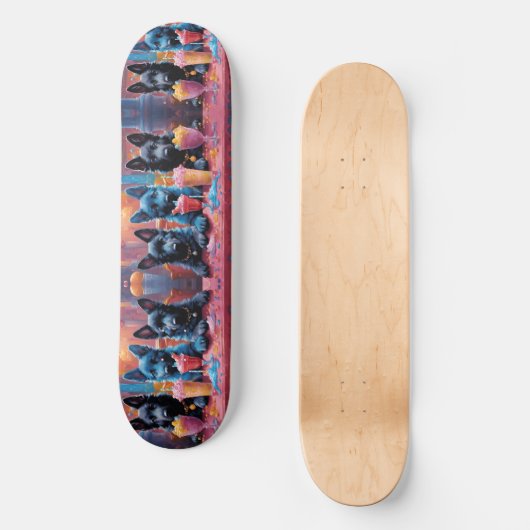 Black N Blue German Shepherds Welpen N Milkshakes Skateboard (Vorderseite)