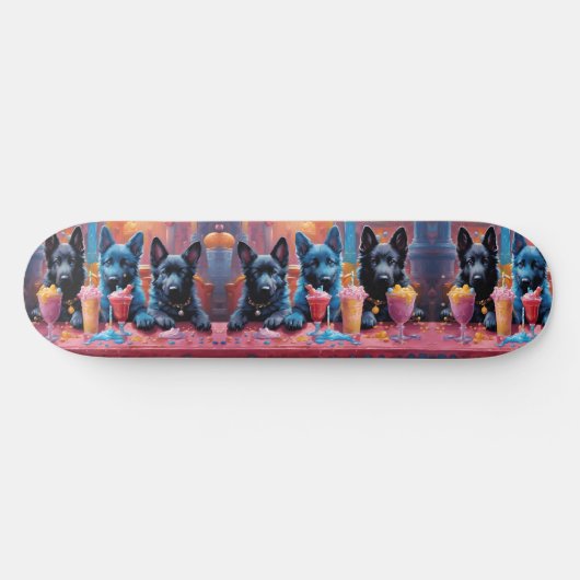 Black N Blue German Shepherds Welpen N Milkshakes Skateboard (Horizontal)