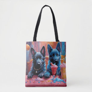 Black N Blue German Shepherds Welpen N Milkshakes Tasche