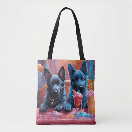 Black N Blue German Shepherds Welpen N Milkshakes Tasche (Vorderseite)