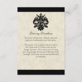 Black n Cream Lilie Damask Wedding Begleitkarte (Rückseite)
