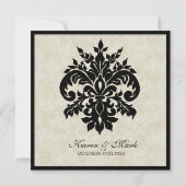 Black n Cream Lilie Damask Wedding Einladung (Rückseite)