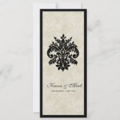 Black n Cream Lilie Damask Wedding Einladung (Rückseite)