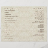 Black n Cream Red Tulip Damask - Hochzeitsprogramm (Rückseite)