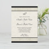 Black n Cream Red Tulip Damask Wedding Einladung (Stehend Vorderseite)