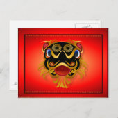 Black 'n Gold Chinese Dragon Face Postkarten (Vorne/Hinten)