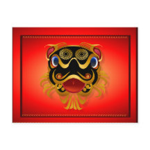 Black 'n Gold Chinese Dragon Face Postkarten
