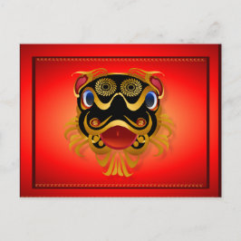 Black 'n Gold Chinese Dragon Face Postkarten
