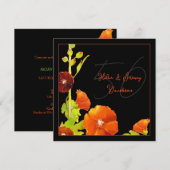 Black n Red Floral 50. Golden Wedding Jubiläum Einladung (Vorne/Hinten)