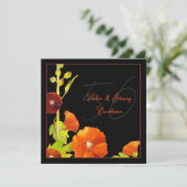 Black n Red Floral 50. Golden Wedding Jubiläum Einladung (Stehend Vorderseite)