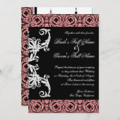 Black n White Chandelier Damask Wedites Einladunge Einladung (Vorne/Hinten)