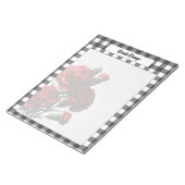 Black n White Floral Gingham_ Brain Dump Notizblock (angewinkelt)