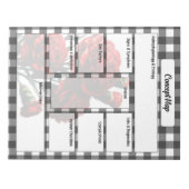 Black n White Floral Gingham_ Concept Map Notizblock (Vorderseite)