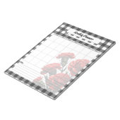 Black n White Floral Gingham _ Monatsplaner Notizblock (angewinkelt)